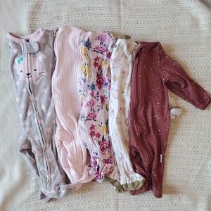 Baby Sleeper Pajamas Bundle Set Of 5 Size Newborn